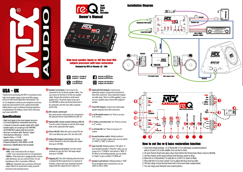 Page n°1 - Manuel utilisateur MTX Audio re-Q