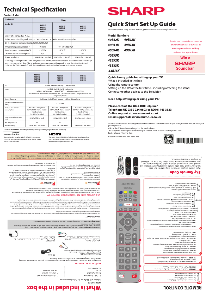 Page 1 de la notice Manuel utilisateur Sharp 43BJ3K