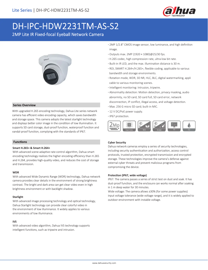 Image de la première page du manuel de l'appareil IPC-HDW2231TM-AS-S2