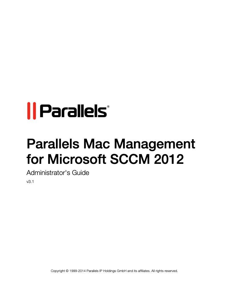 Page 1 de la notice Manuel utilisateur Parallels Management Suite SCCM