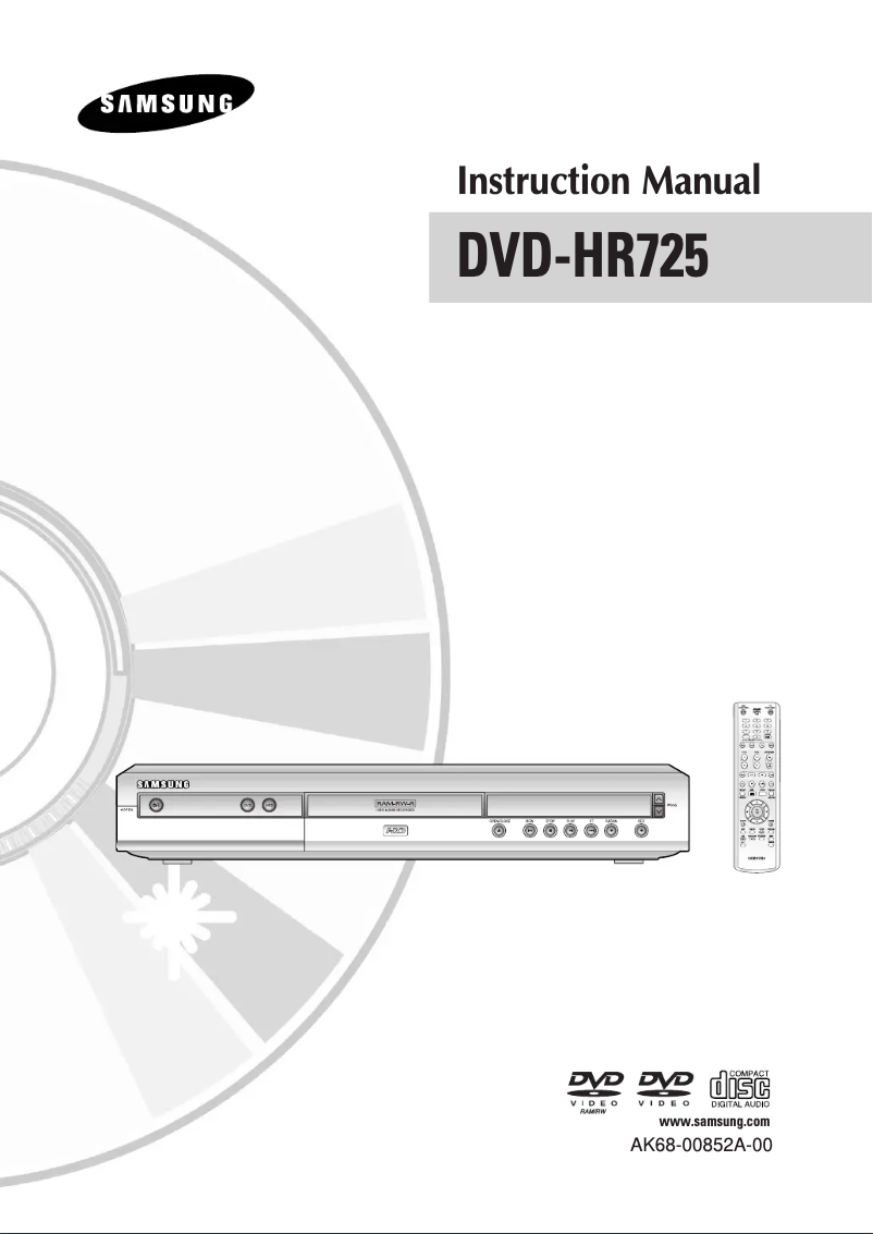 Page n°1 - Manuel utilisateur Samsung DVD-HR725