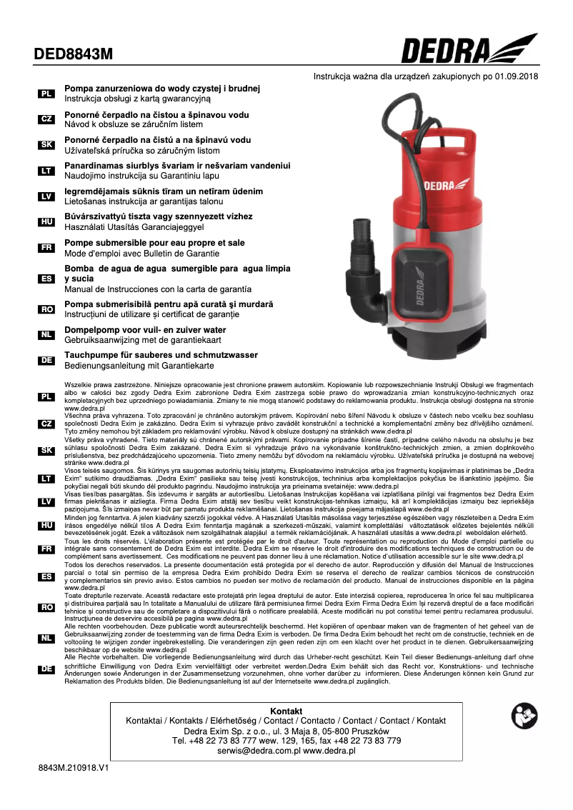 Image de la première page du manuel de l'appareil DED8843M