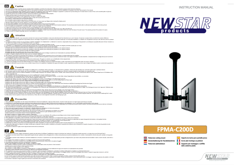 Page 1 de la notice Manuel utilisateur Newstar FPMA-C200D