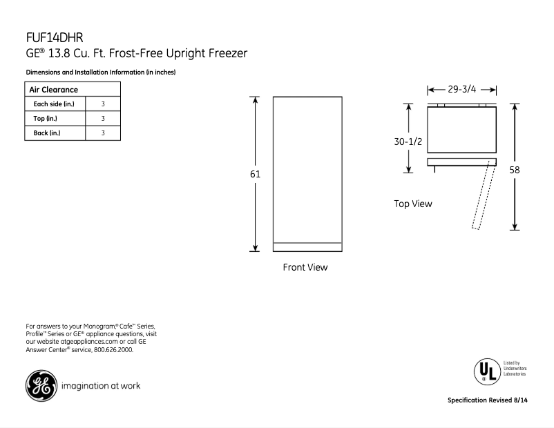 Imagen de la primera página del manual del dispositivo FUF14DHRWW