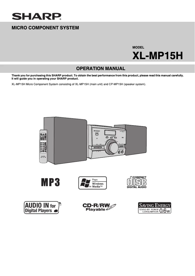 Page n°1 - Manuel utilisateur Sharp XLMP15H
