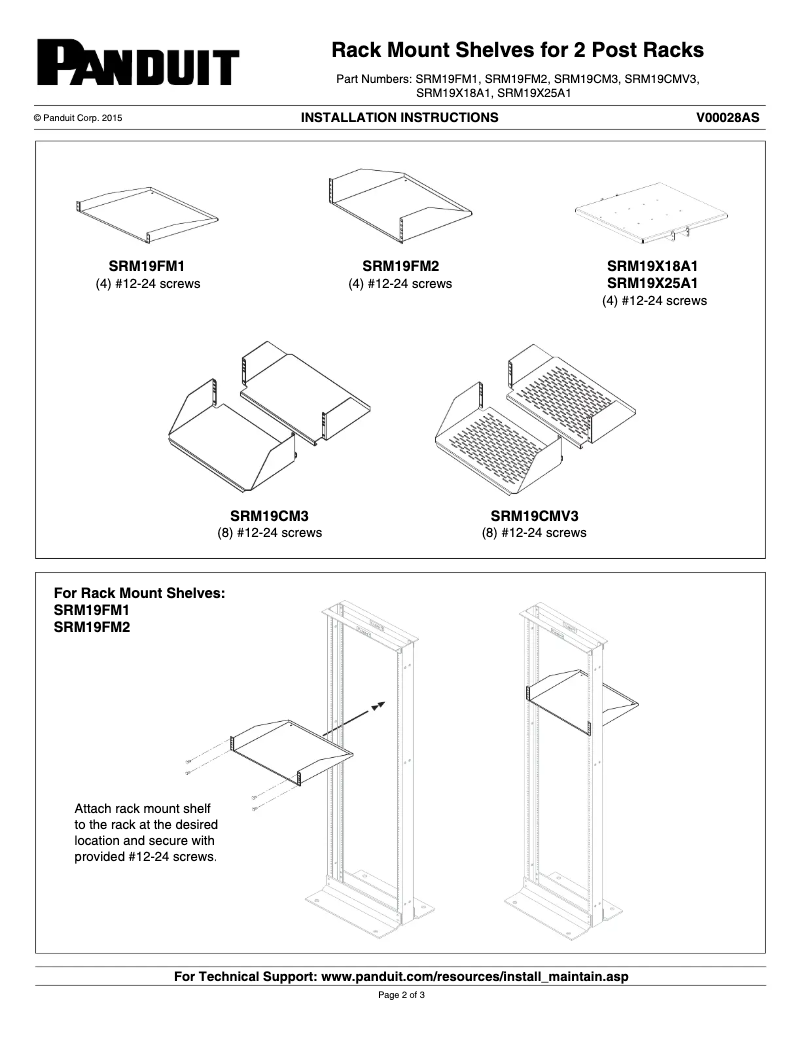 Page 1 de la notice Mode d'emploi Panduit SRM19FM2