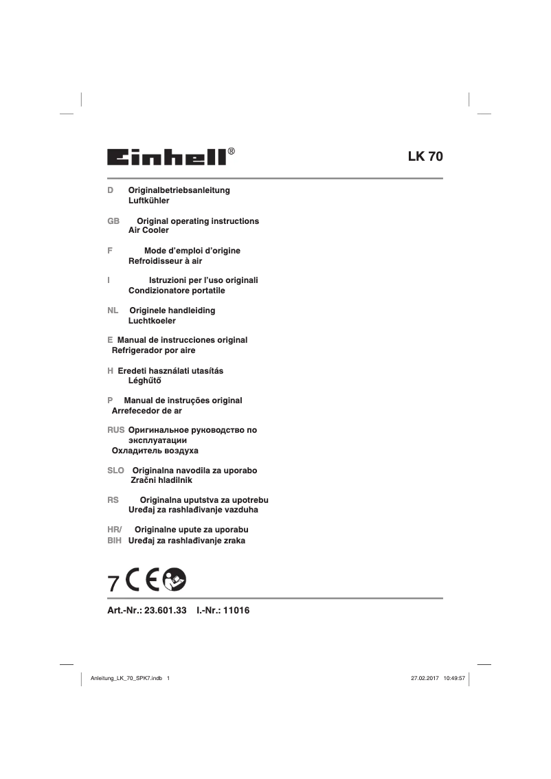 Página 1 del manual Manual de usuario Einhell LK 70