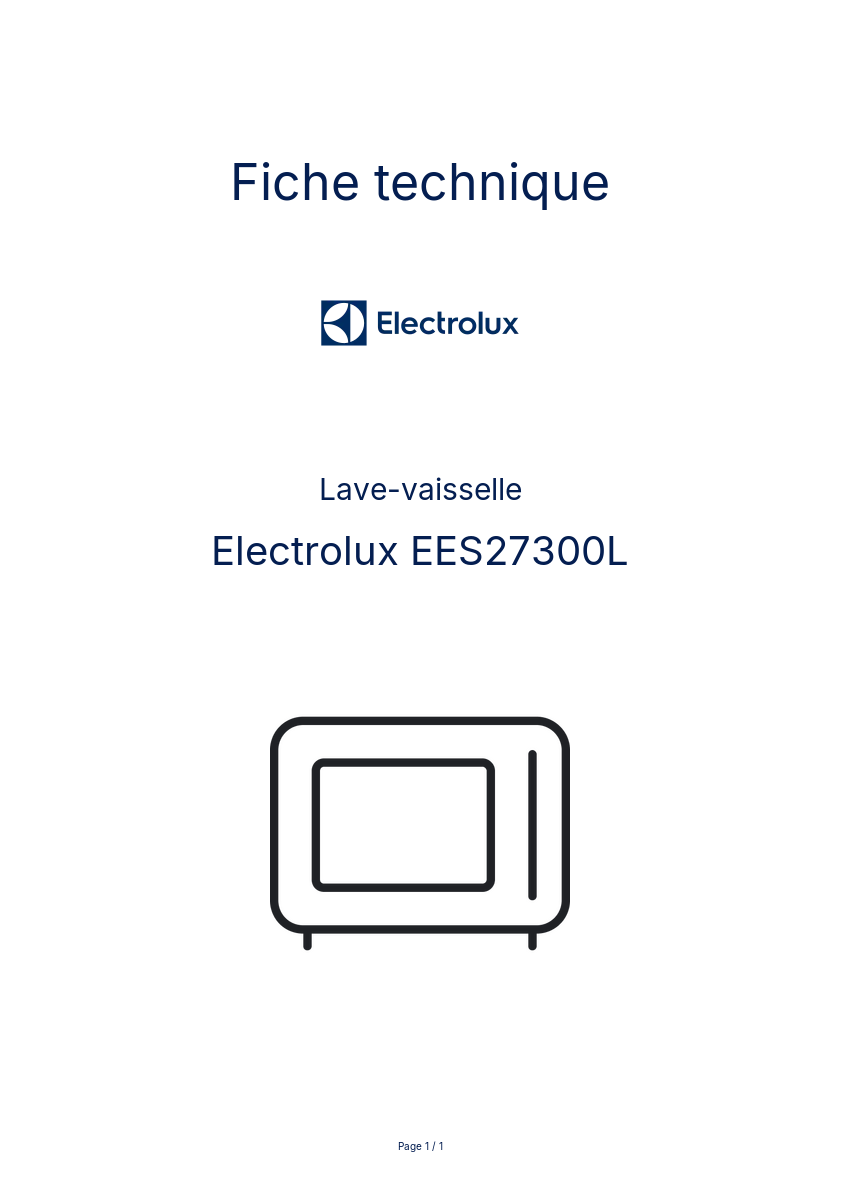 Page n°1 - Fiche technique Electrolux EES27300L
