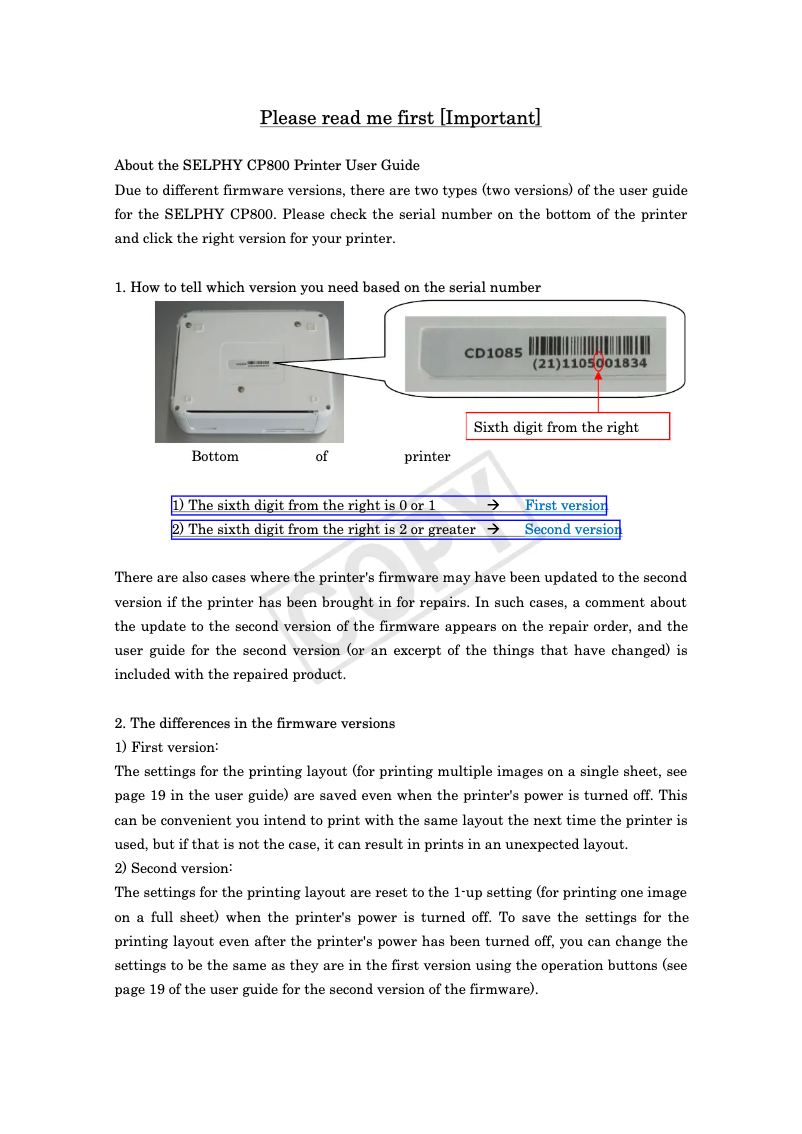 Page 1 de la notice Manuel utilisateur Canon Selphy Cp800