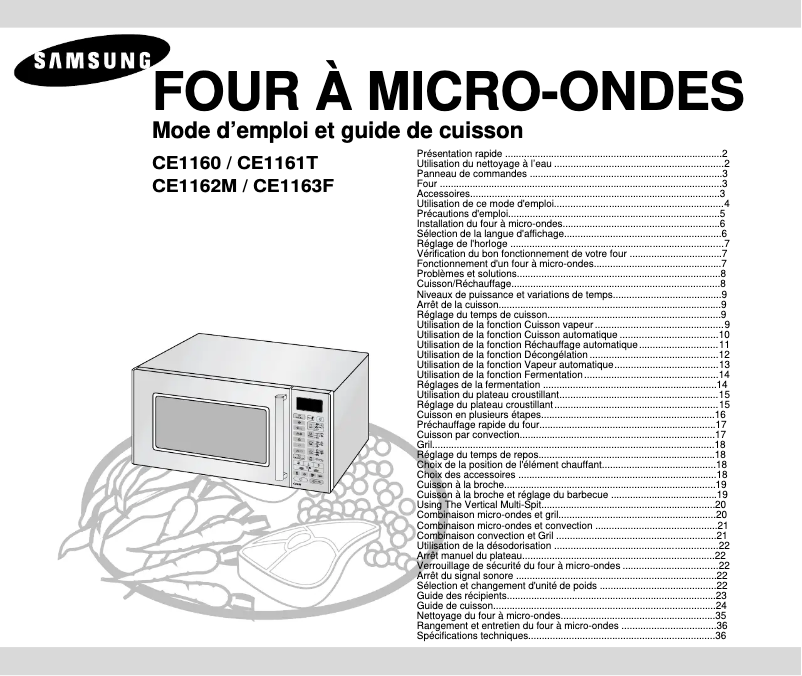 Page 1 de la notice Manuel utilisateur Samsung CE1160