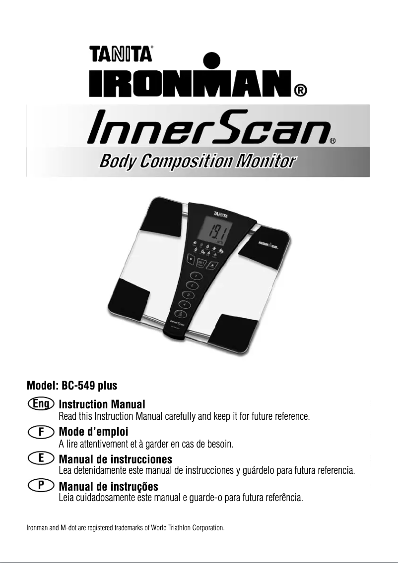 Page 1 de la notice Manuel utilisateur Tanita Ironman InnerScan BC-549 Plus