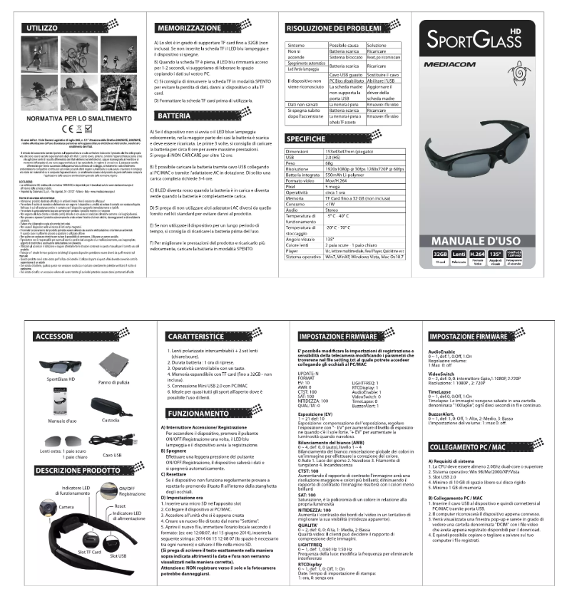 Page n°1 - Manuel utilisateur Mediacom GLASSCAM FULL HD