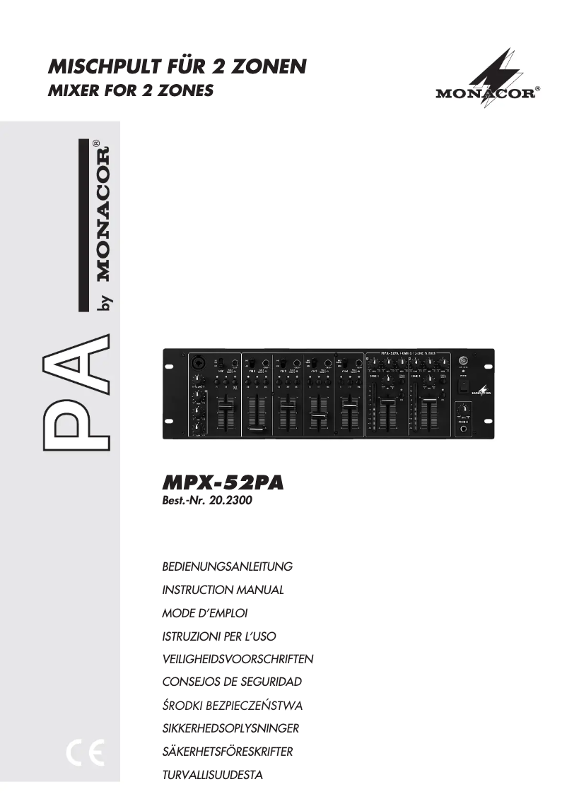 Page 1 de la notice Manuel utilisateur Monacor MPX-52PA