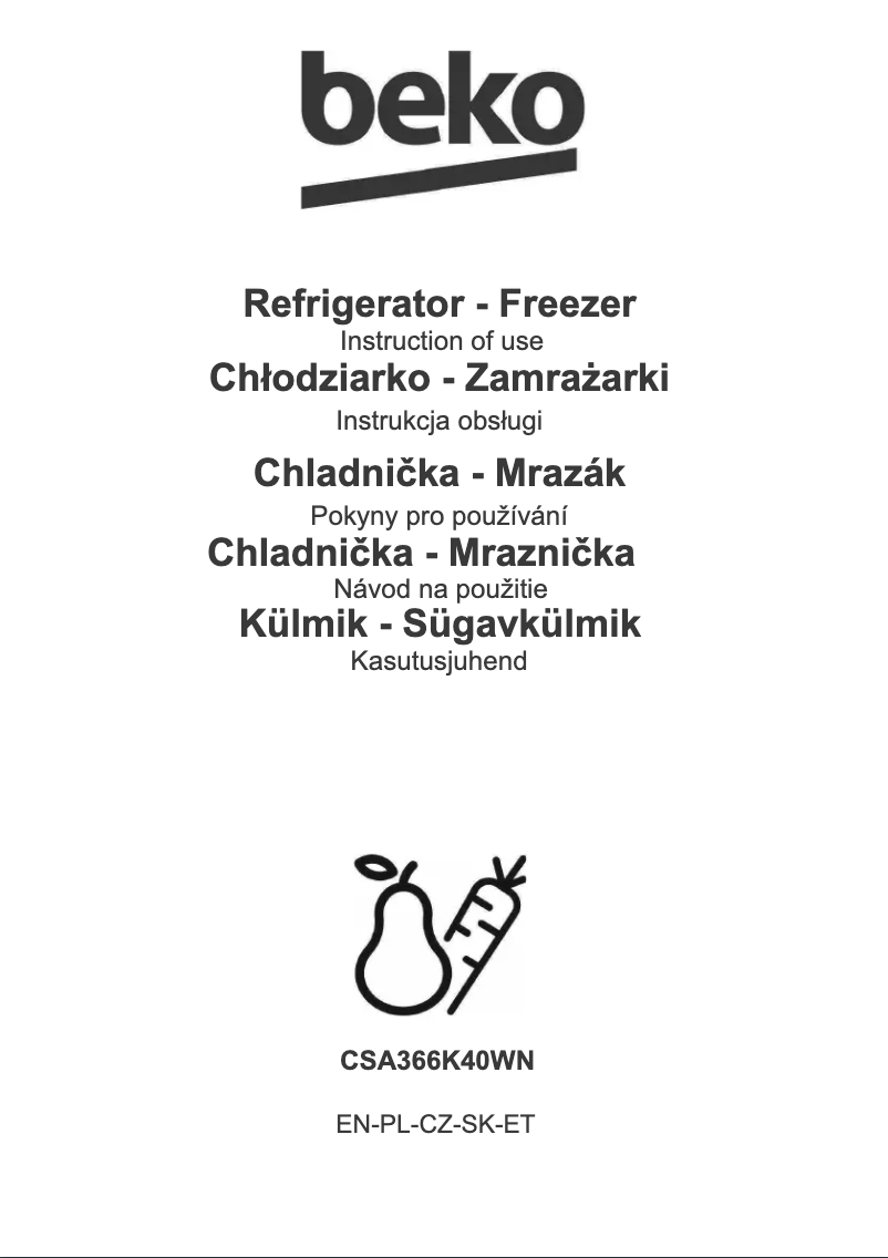 Page n°1 - Manuel utilisateur Beko CSA366K40WN
