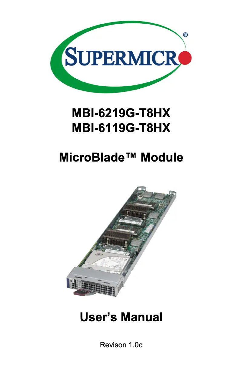 Page 1 de la notice Manuel utilisateur Supermicro MicroBlade MBI-6119G-T8HX