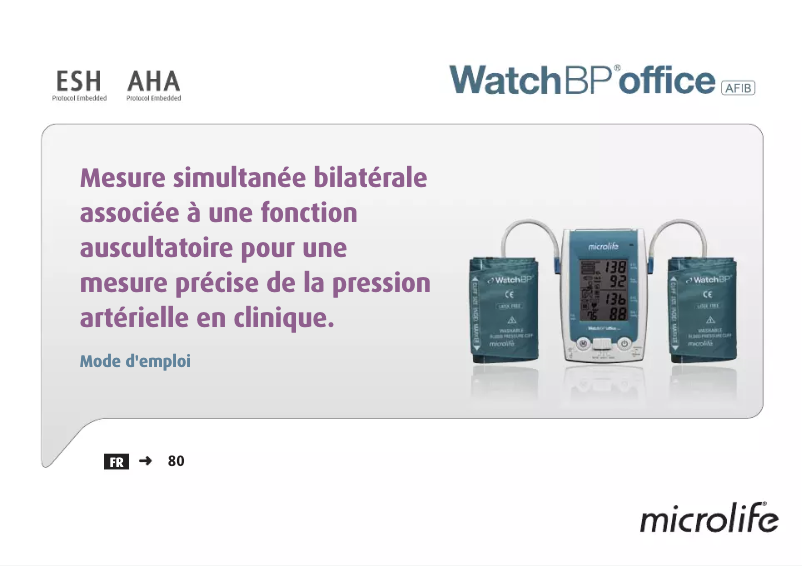 Page n°1 - Manuel utilisateur Microlife WatchBP Office AFIB