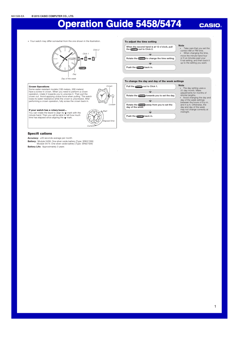 Page 1 de la notice Manuel utilisateur Casio Collection MRW-210H-1AVEF