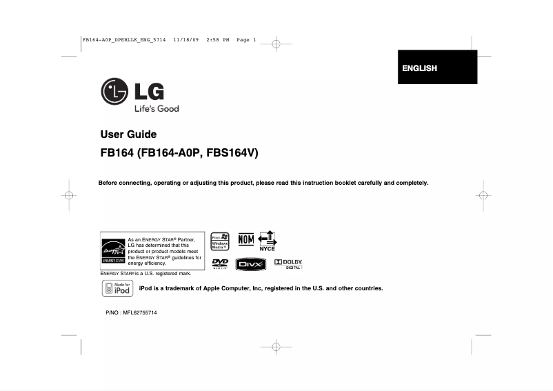 Page n°1 - Manuel utilisateur LG FB164-A0P