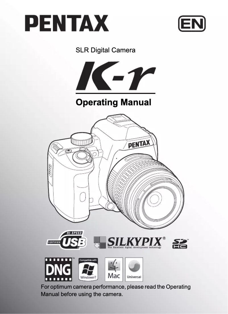 Page 1 de la notice Manuel utilisateur Pentax K-r