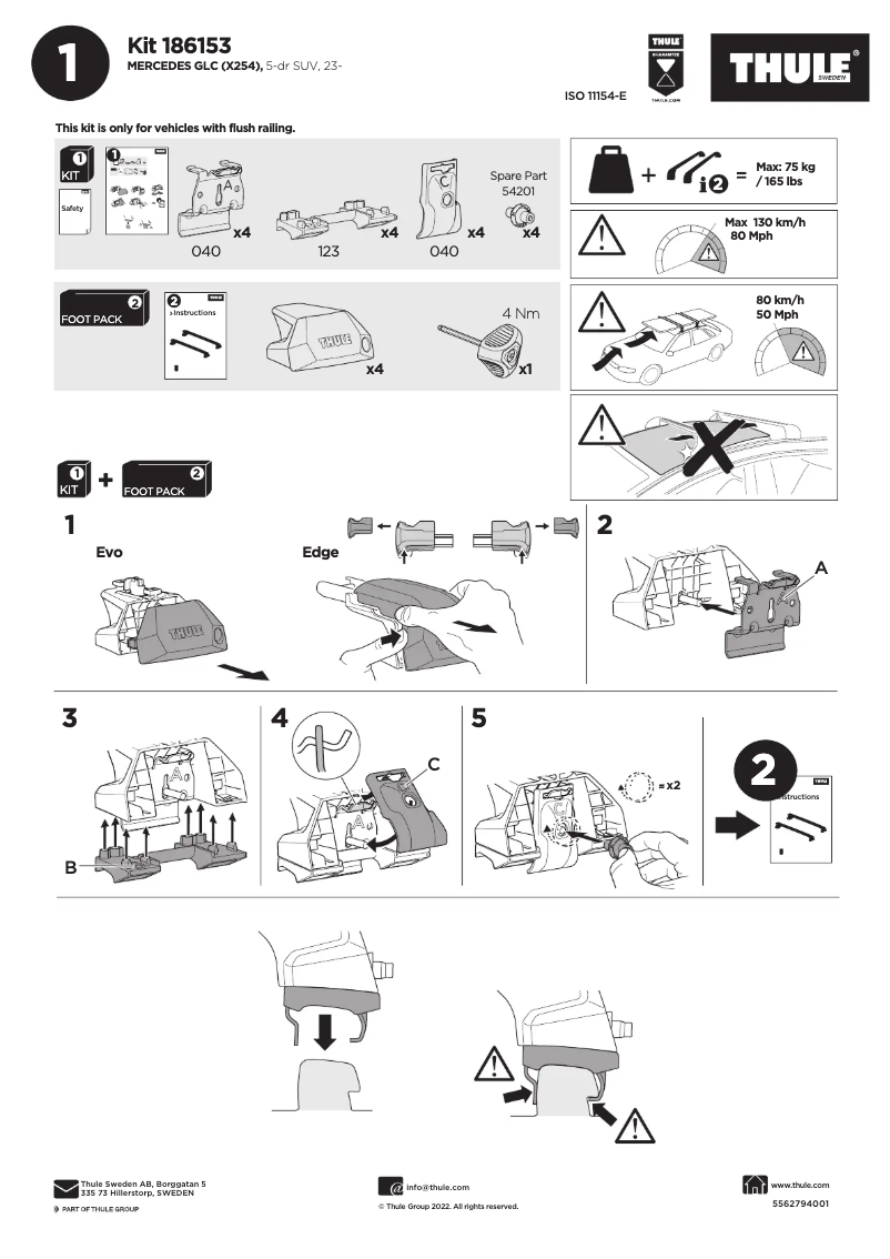 Page 1 de la notice Manuel utilisateur Thule Kit 186153
