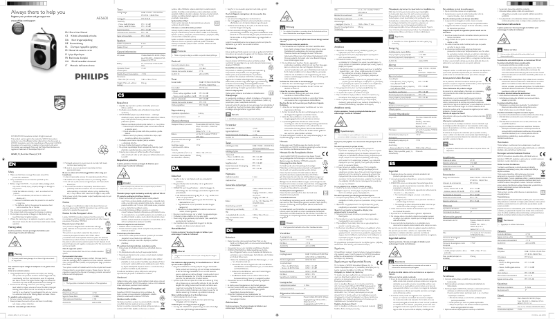 Page n°1 - Guide de démarrage rapide Philips AE5600B