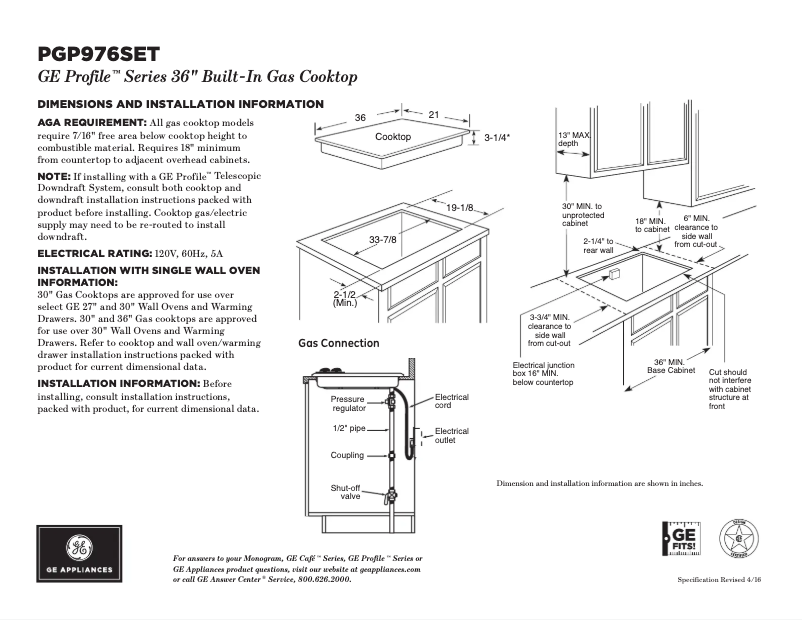Page n°1 - Fiche technique GE Profile PGP976SETSS