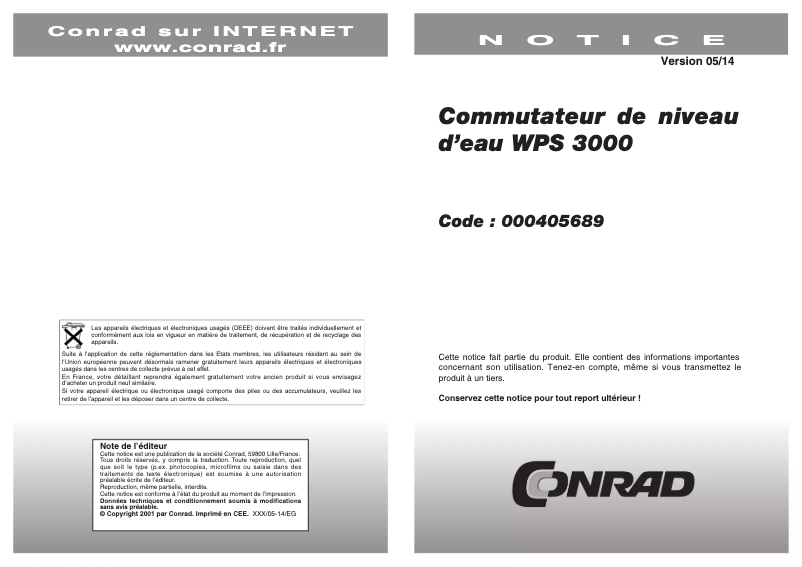 Page n°1 - Manuel utilisateur H-Tronic WPS 3000