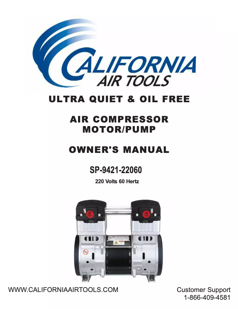 Page n°1 - Manuel utilisateur California Air Tools SP-9421-22060