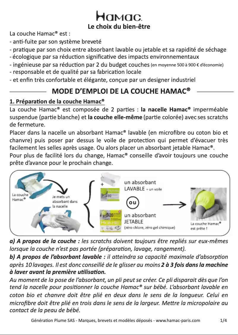 Page 1 de la notice Manuel utilisateur Hamac S