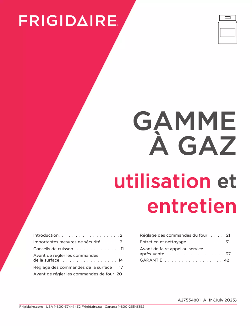 Image de la première page du manuel de l'appareil FCRG306LAF