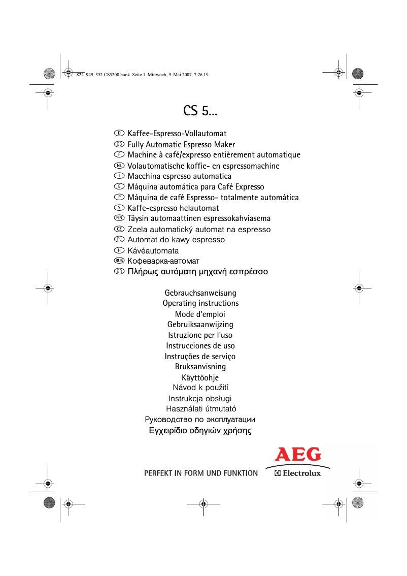 Page n°1 - Manuel utilisateur AEG-Electrolux Caffe Silenzio CS5000