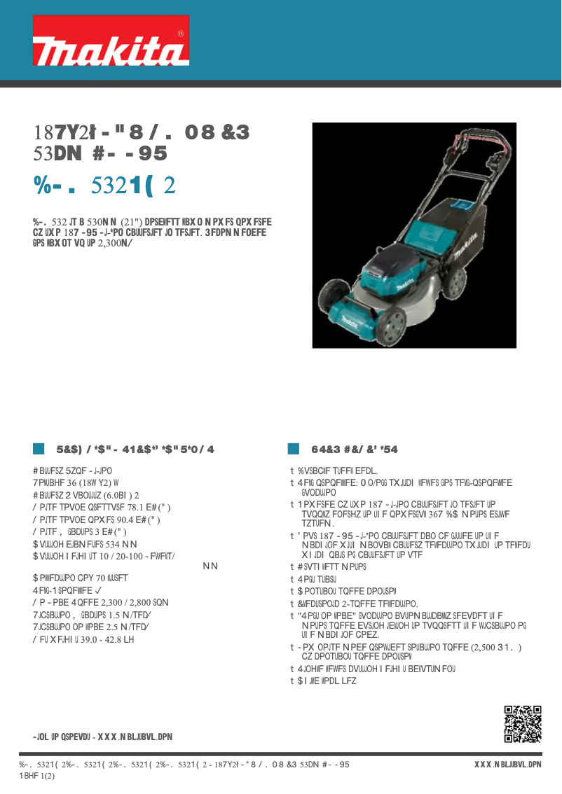 Page 1 de la notice Fiche technique Makita DLM532PG2