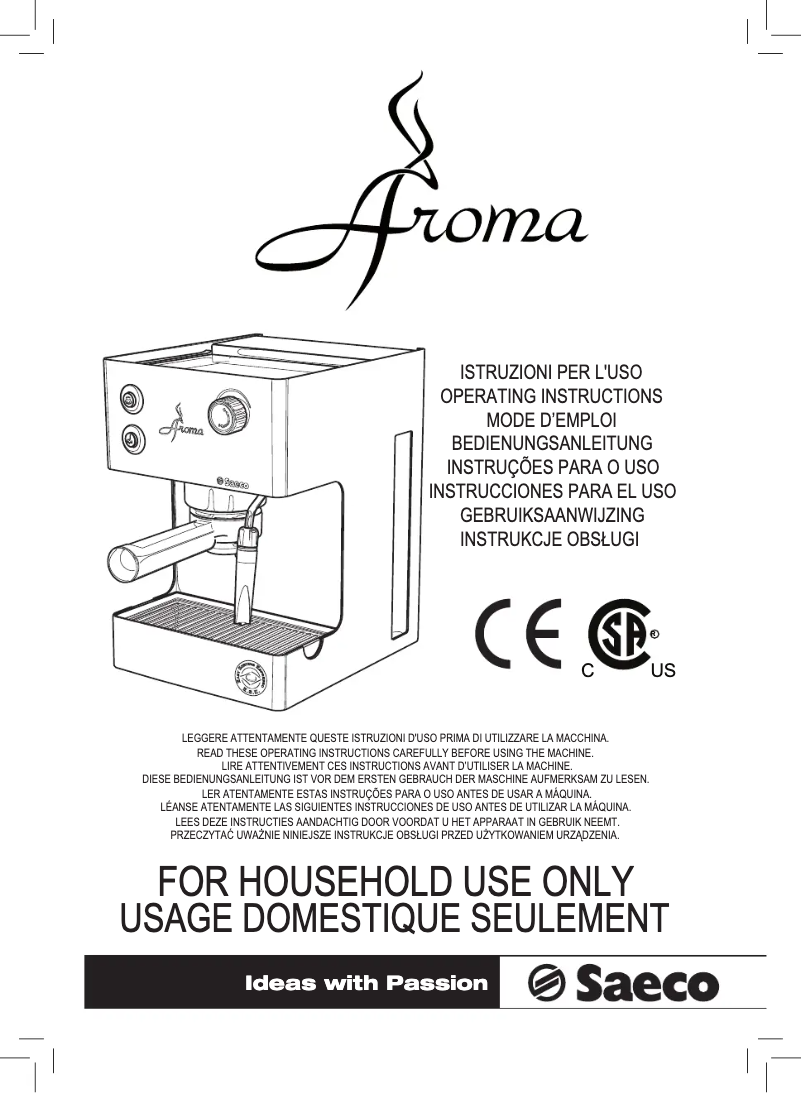 Page 1 de la notice Manuel utilisateur Philips Saeco Aroma Restyle