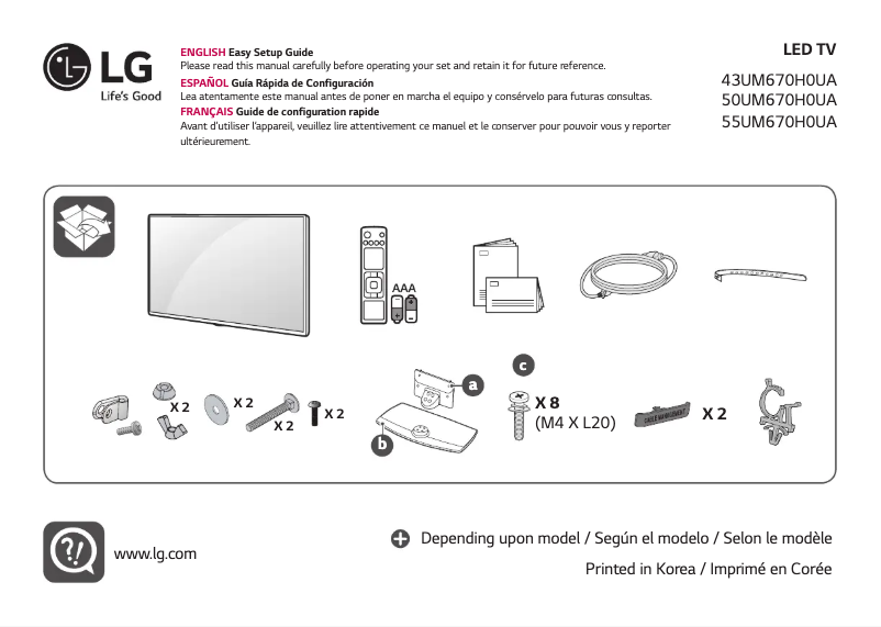 Page n°1 - Manuel utilisateur LG 43UM670H0UA