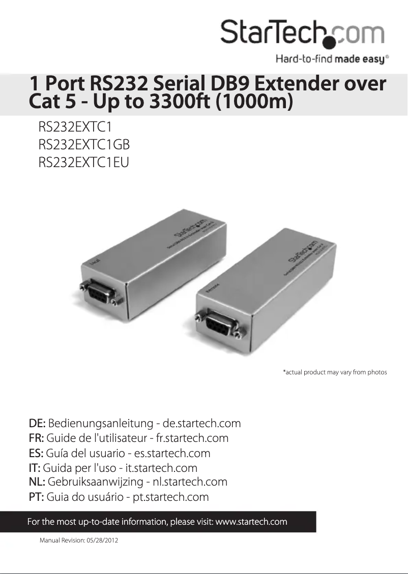 Page n°1 - Manuel utilisateur StarTech.com RS232EXTC1
