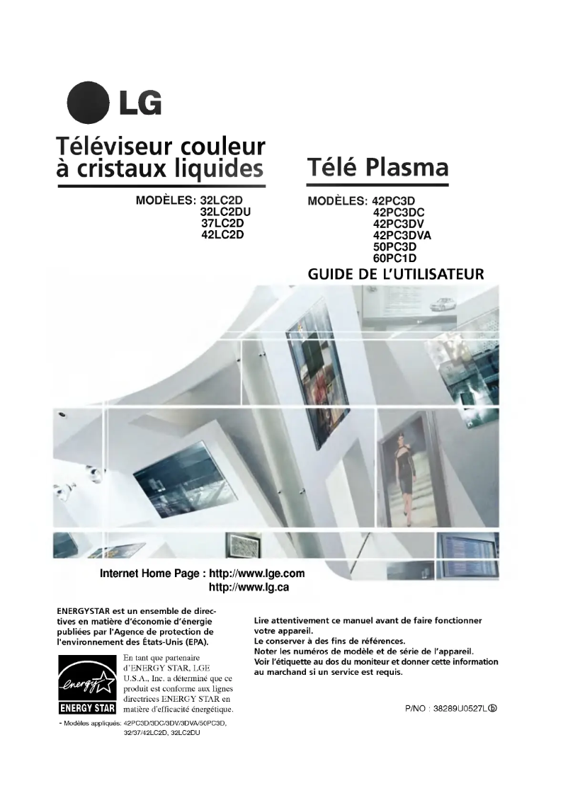 Page n°1 - Manuel utilisateur LG 60PC1D