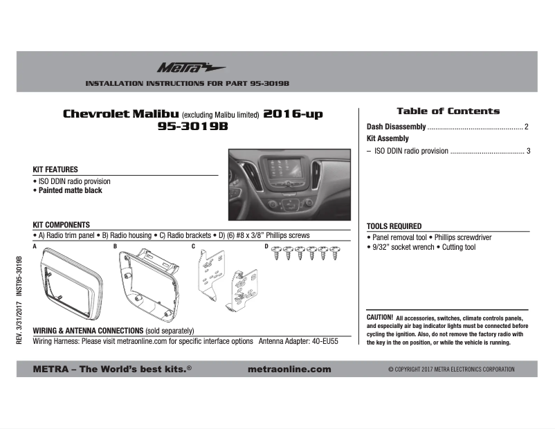 Page n°1 - Mode d'emploi Metra 95-3019B