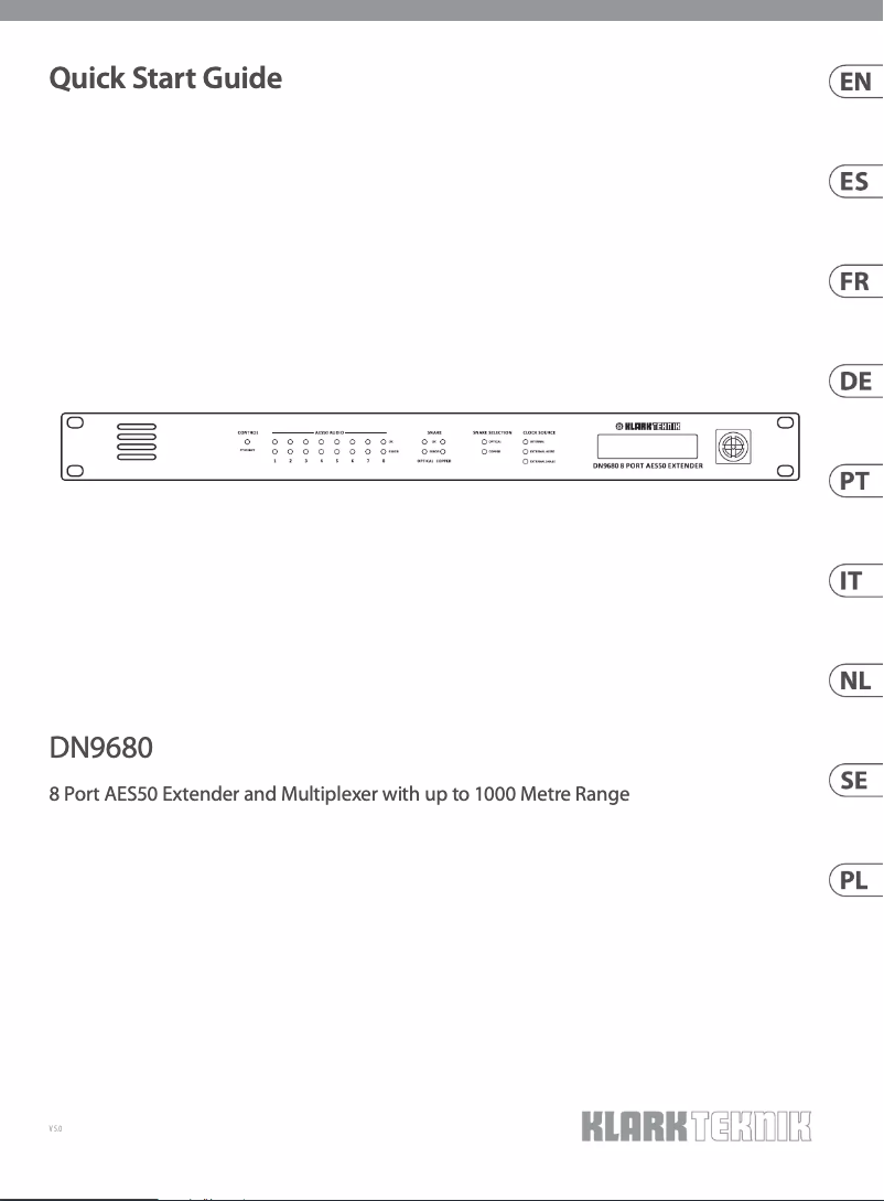 Page 1 de la notice Guide de démarrage rapide Klark Teknik DN9680