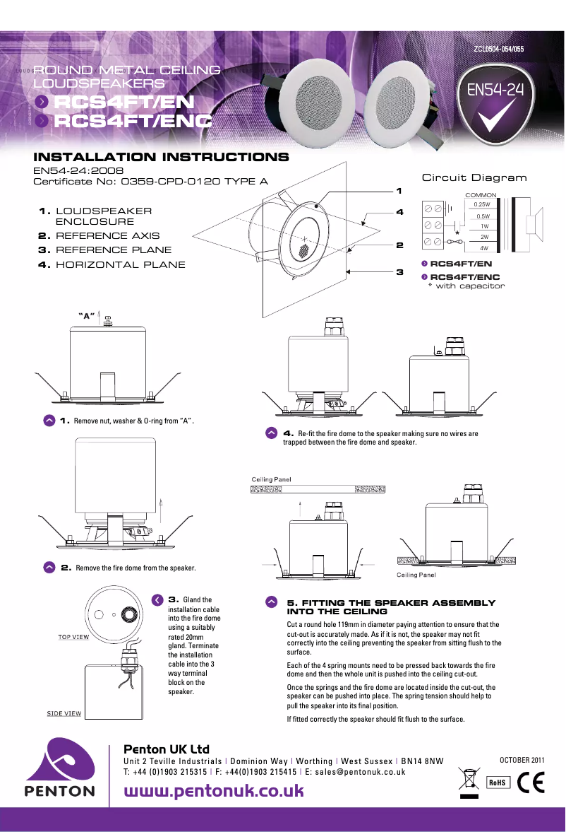 Page n°1 - Manuel utilisateur Penton RCS4FT/ENC