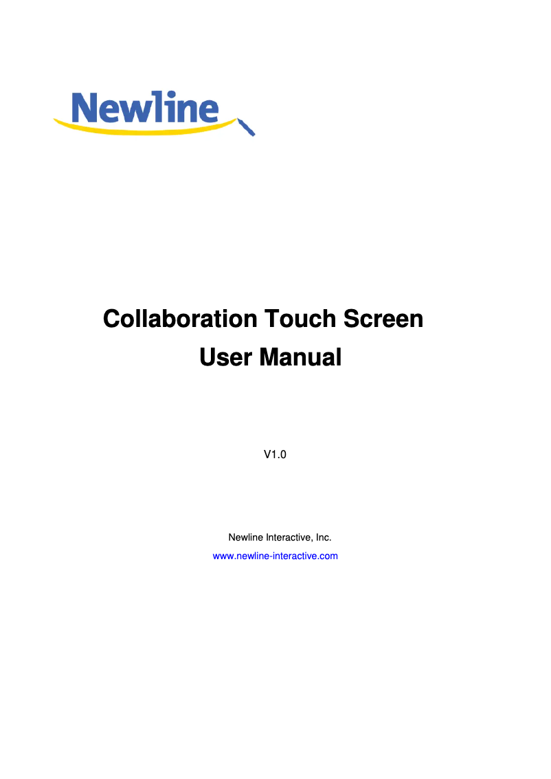 Page n°1 - Manuel utilisateur Newline TruTouch X8