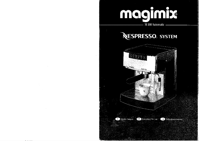 Image de la première page du manuel de l'appareil M180 Automatic Espresso System