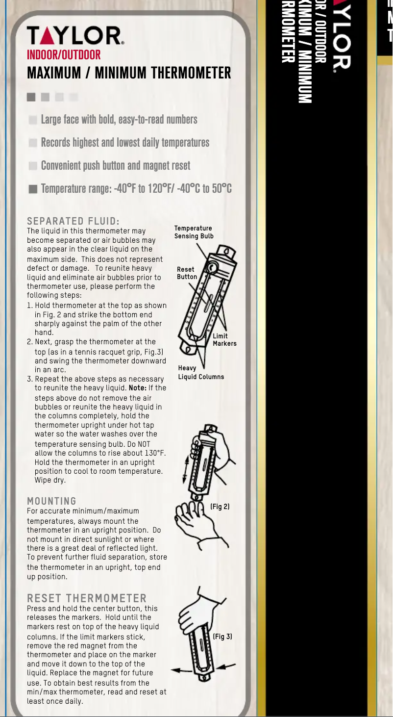 Page 1 de la notice Manuel utilisateur Taylor 5460