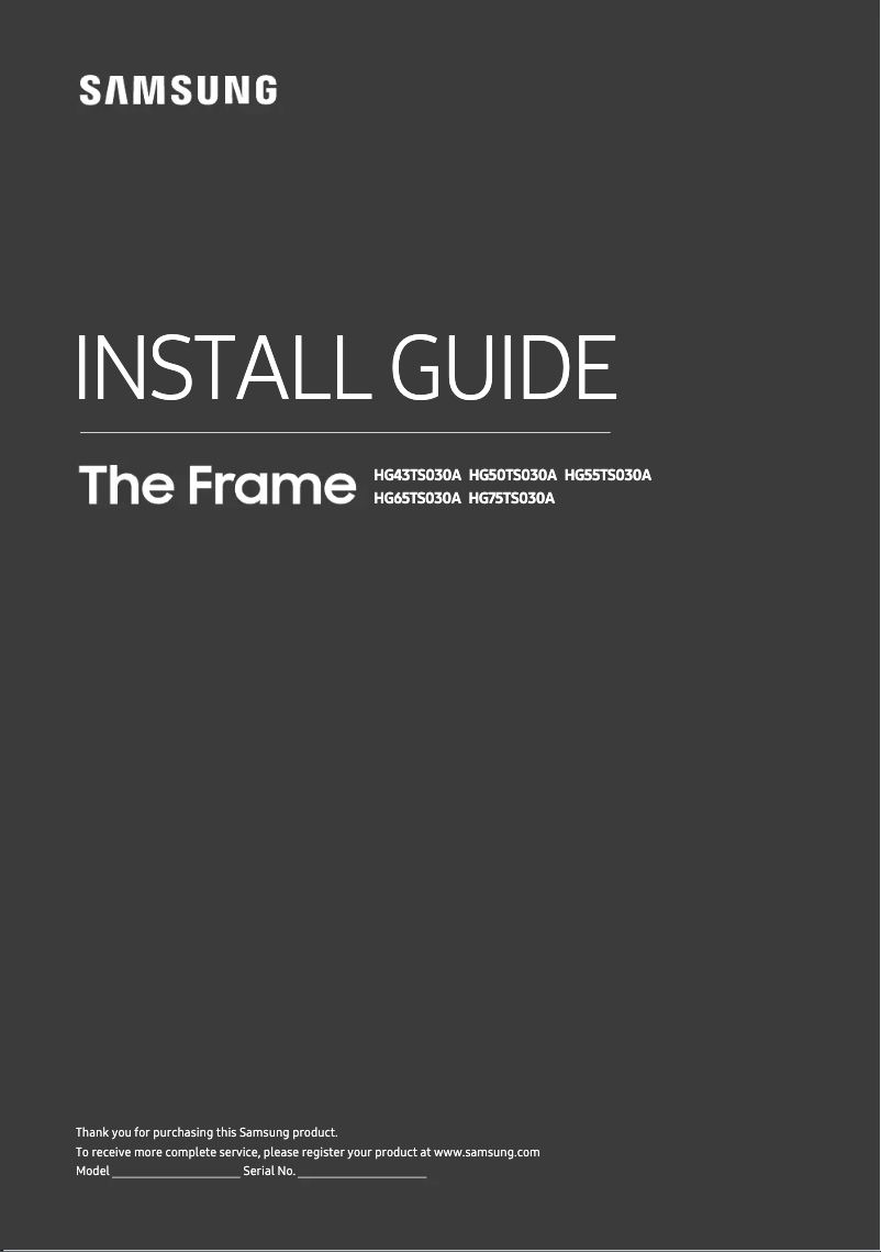 Page n°1 - Guide d'installation Samsung HG65TS030AK