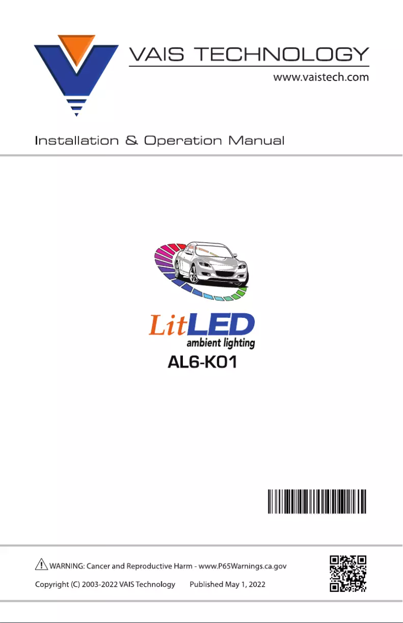 Page n°1 - Manuel utilisateur VAIS Technology AL6-K01