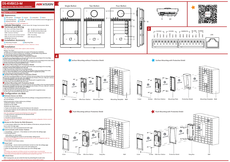 Page 1 de la notice Guide de démarrage rapide Hikvision DS-KV8213-WME1