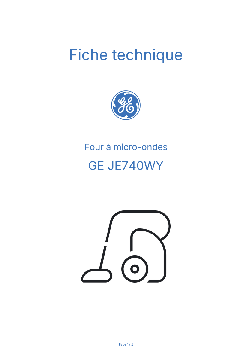 Page n°1 - Fiche technique GE JE740WY