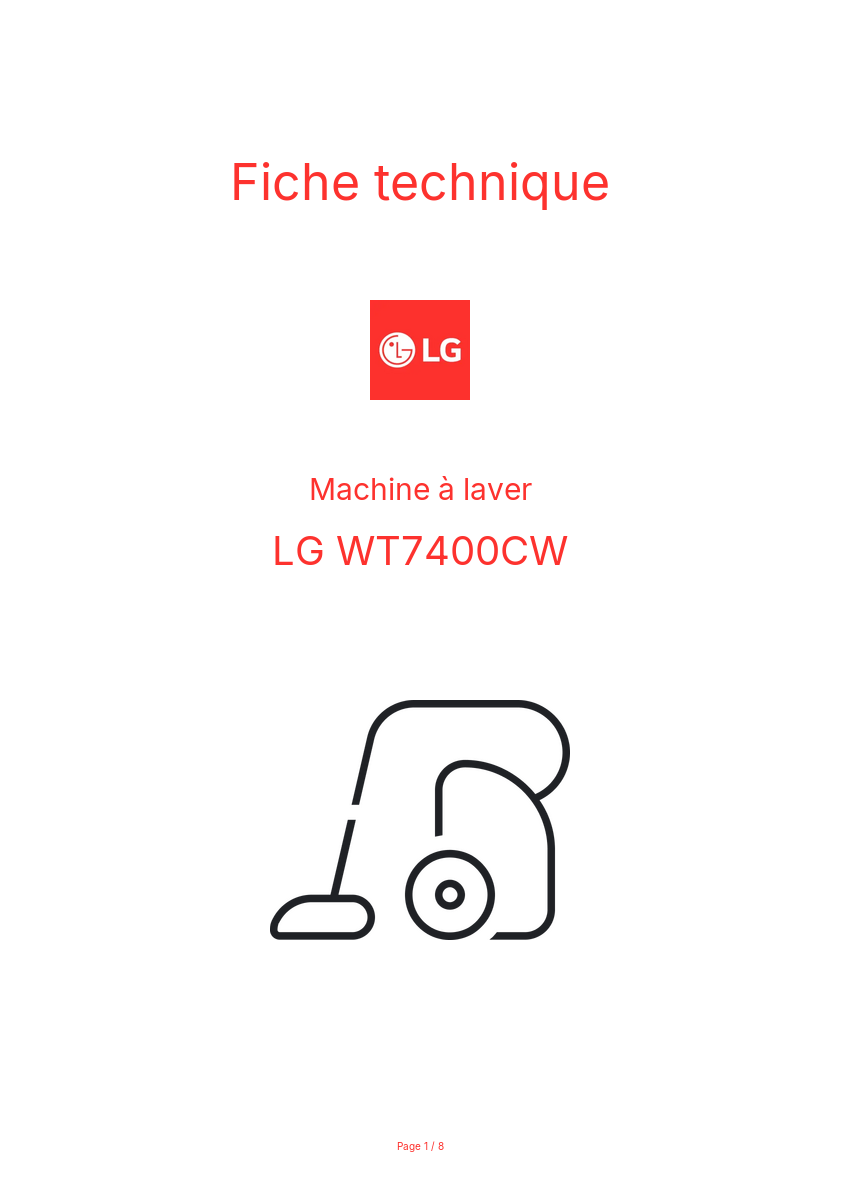 Page n°1 - Fiche technique LG WT7400CW