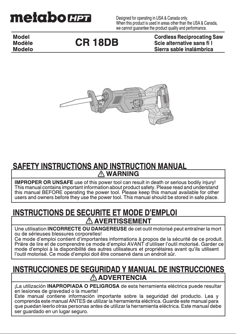 Page 1 de la notice Manuel utilisateur HiKOKI CR18DB