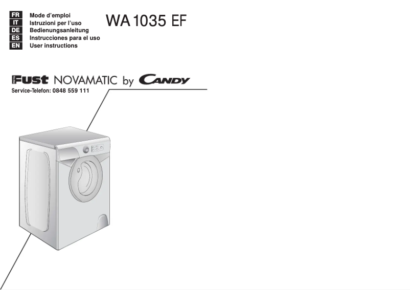Page n°1 - Manuel utilisateur Candy WA 1035 EF