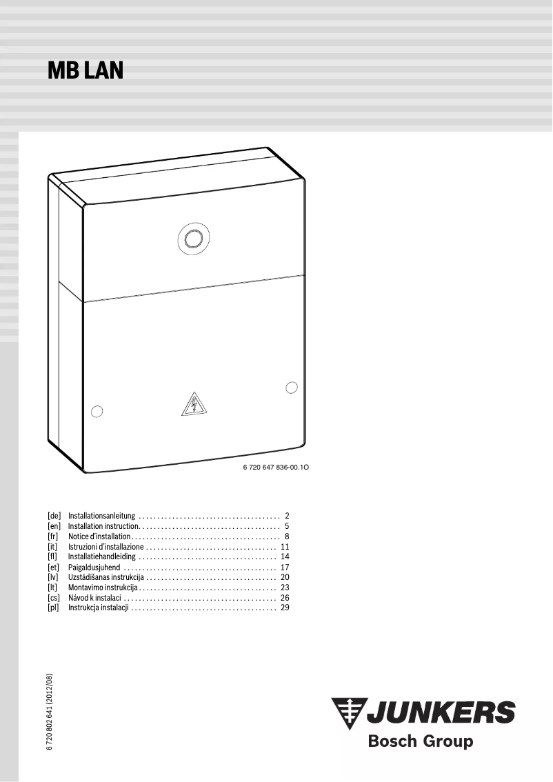 Image de la première page du manuel de l'appareil MB 100 LAN